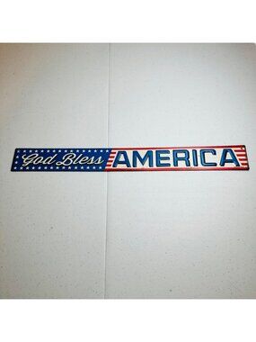 God Bless America small metal patriotic sign Fourth of July Independence Day